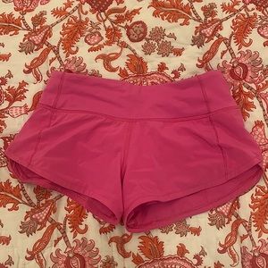 Lululemon Sonic Pink Speed up shorts 2.5” size 0